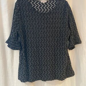 Loft Black and White Patterned Women's Top XL